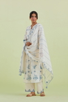 Blue And Off-White Silk Chanderi Straight Kurta Set