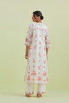 Pink And Off-White Silk Chanderi Straight Kurta Set