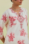 Pink And Off-White Cotton Straight Long Kurta With Pant