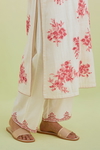 Pink And Off-White Cotton Straight Long Kurta With Pant