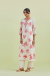 Pink And Off-White Cotton Straight Long Kurta Set