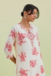 Pink And Off-White Cotton Straight Long Kurta Set