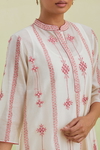 Pink And Off-White Silk Chanderi Straight Short Kurta