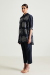 Indigo Wild Weed Shirt in Silk Chanderi and Pant in Silk Chanderi