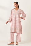 Pink Silk Straight Hem Mid-Length Abha Style Kurta