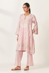 Pink Silk Straight Hem Mid-Length Abha Style Kurta