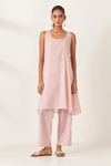 Pink Silk Straight Hem Mid-Length Abha Style Kurta