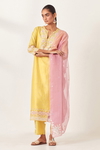 Yellow Slim Fit Straight Kurta Set