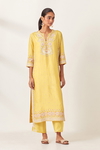 Yellow Slim Fit Straight Kurta Set