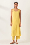 Yellow Slim Fit Straight Kurta Set