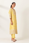 Yellow Kalidar Straight Kurta With Yellow Silk Straight Pants
