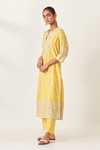Yellow Kalidar Straight Kurta With Yellow Silk Straight Pants
