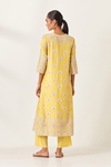 Yellow Kalidar Straight Kurta With Yellow Silk Straight Pants