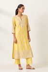 Yellow Kalidar Straight Kurta