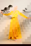 Yellow Double Breasted Kalidar Angrakha Set