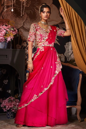 Magenta Drape Lehenga 