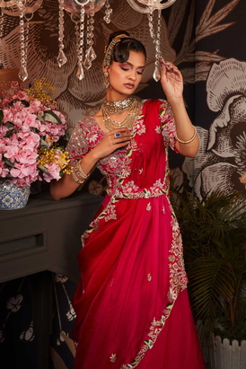 Magenta Drape Lehenga 