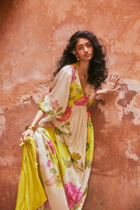 Printed Dress With Scarf