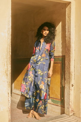 Blue Floral Kurta Set