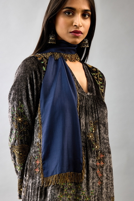 Blue Light Silk Narrow Stole