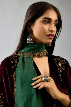 Green Light Silk Narrow Stole