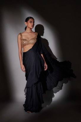 Shaina Pre-Draped Frill Saree