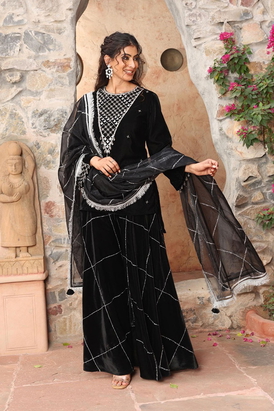 Black Sharara Set