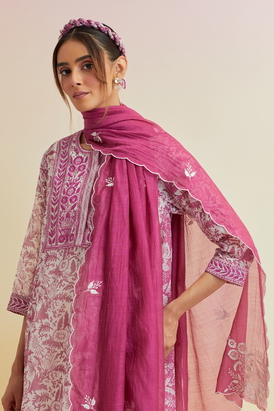 Orchid Pink Cotton Chanderi Dupatta