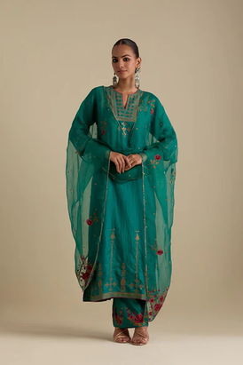 Persian Green Silk Organza Dupatta