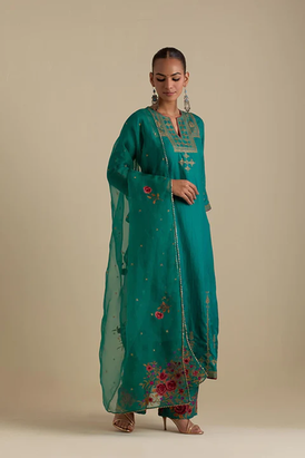 Persian Green Silk Organza Dupatta