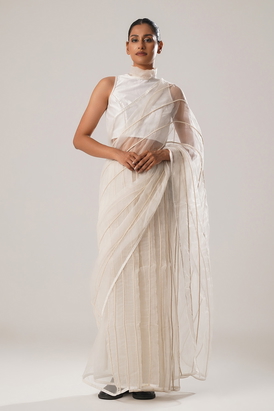 Mj White Dori Saree