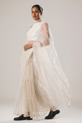 Mj White Dori Saree