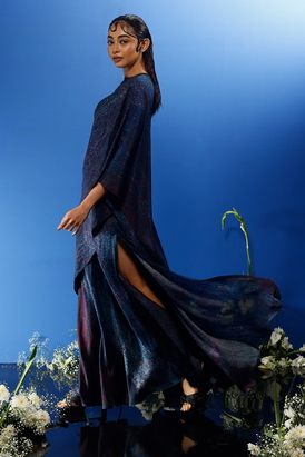 Slit Skirt And One Shoulder Drape