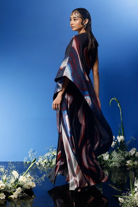 Slit Skirt And One Shoulder Drape