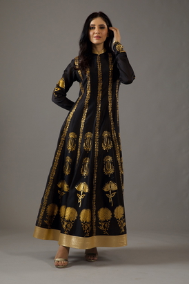 Chanderi Silk Gold Foil Kalidar Set 