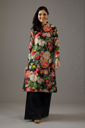 Chanderi Silk Floral Printed Tunic Set 
