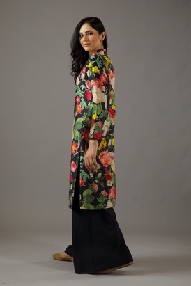 Chanderi Silk Floral Printed Tunic Set 
