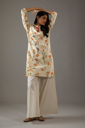 Chanderi Silk Small Placement Printed Tunic Set 