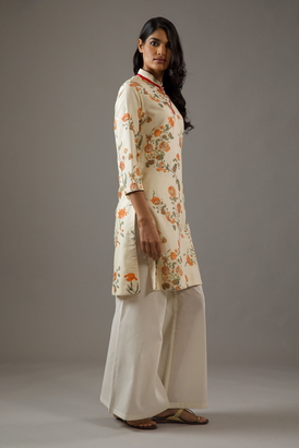 Chanderi Silk Small Placement Printed Tunic Set 