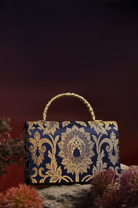 Gulab Blue Brocade Potli