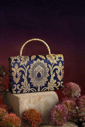 Gulab Blue Brocade Potli