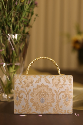 Gulab Silver Brocade Potli