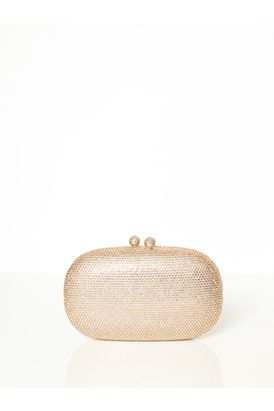Peble Glitz Gold Crystal Clutch