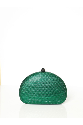 Semi Glitz Green Crystal Clutch