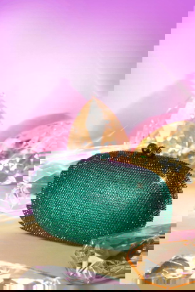 Peble Glitz Green Crystal Clutch