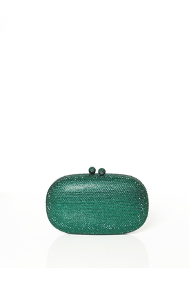 Peble Glitz Green Crystal Clutch