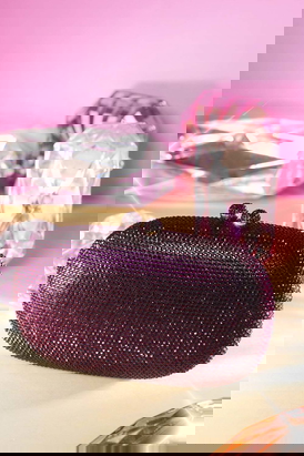 Peble Glitz Purple  Crystal Clutch