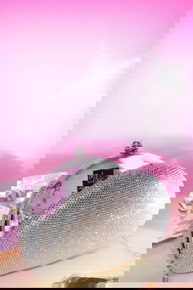 Semi Glitz Silver Crystal Clutch