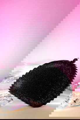 Semi Glitz Black Crystal Clutch