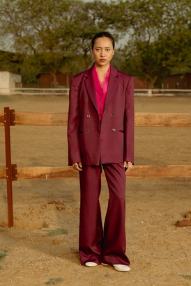 Burgandy Blazer Set